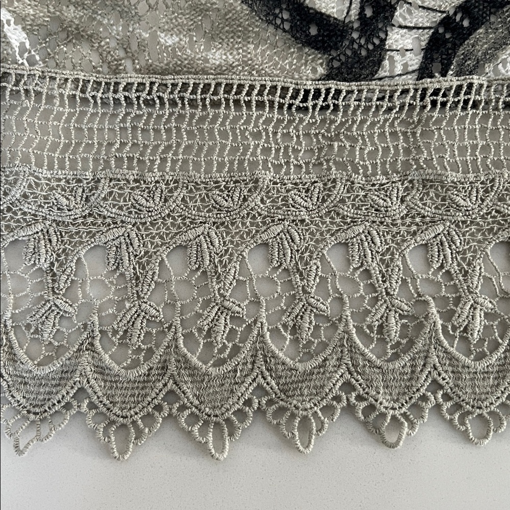 Chico's Taupe and Blue Embellished Open Cardigan with Cutout Pattern -Size 1 - Picture 4 of 12